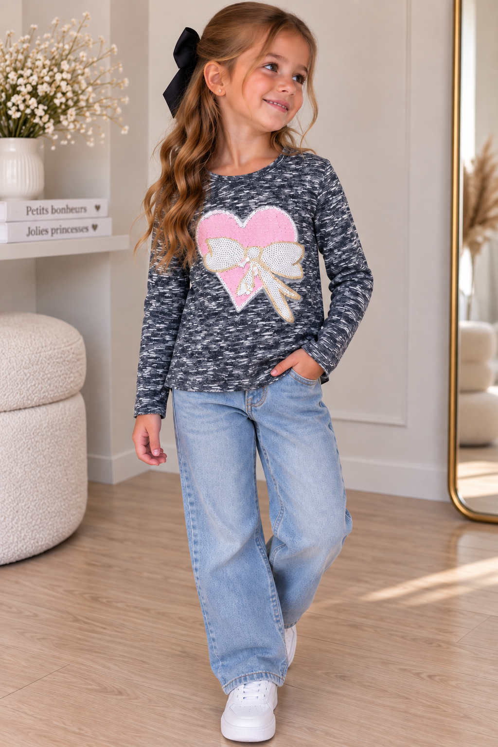 T-shirt cœur sequin