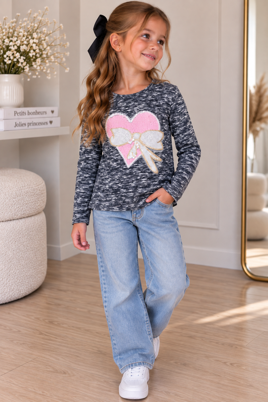 T-shirt cœur sequin