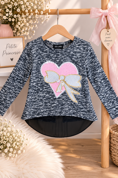 T-shirt cœur sequin